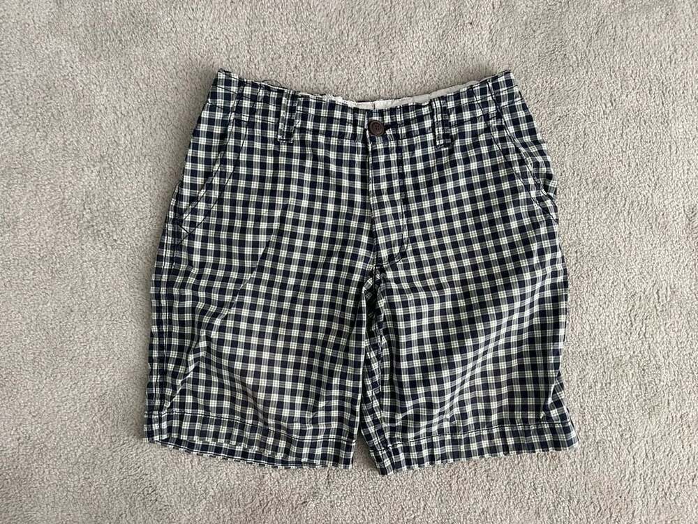 Aeropostale Flat Front Shorts Size 30 Green Black Plaid Check Gingham